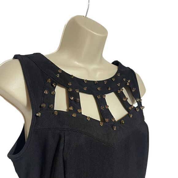 Charlotte Russe Wombs Black Dress W/ gold studs. Size large - Picture 6 of 15